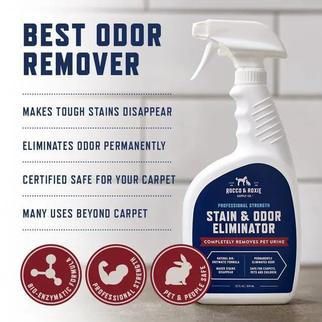 Alt view image 4 of 7 - Stain & Strong Odor Eliminator, Enzyme Cleaner, Pet Odor Eliminator for Home - Carpet Stain Remover for Cats & Dog Pee - Urine Destroyer - Carpet Cleaner Spray Clear, 32 Fl Oz