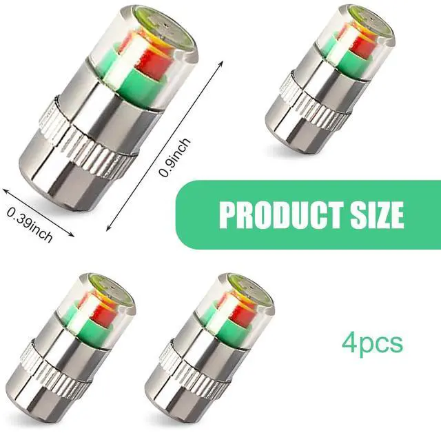Alt view image 2 of 7 - 4 PCS Car Tire Pressure Monitor Valve Stem Caps, 2.4Bar 36PSI Tire Pressure Monitor Sensor Indicator, 3 Color Eye Alert Tire Pressure Monitor Valve Caps with Pressure Gauge, Fit for Most Cars