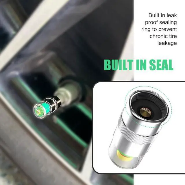 Alt view image 5 of 7 - 4 PCS Car Tire Pressure Monitor Valve Stem Caps, 2.4Bar 36PSI Tire Pressure Monitor Sensor Indicator, 3 Color Eye Alert Tire Pressure Monitor Valve Caps with Pressure Gauge, Fit for Most Cars