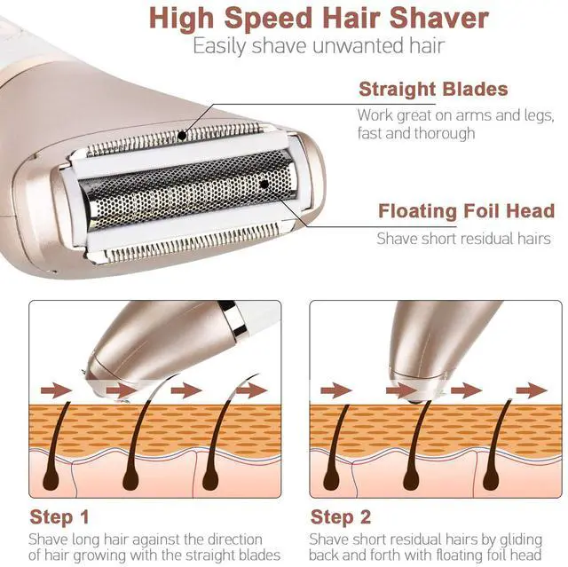 Alt view image 4 of 7 - Electric Razor for Women - Painless 2-in-1 Women Shaver Hair Remover for Face, Legs and Underarm, Portable Waterproof Bikini Trimmer Wet and Dry Cordless Lady Hair Removal - Micro USB Recharge