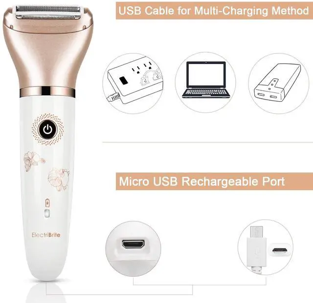 Alt view image 7 of 7 - Electric Razor for Women - Painless 2-in-1 Women Shaver Hair Remover for Face, Legs and Underarm, Portable Waterproof Bikini Trimmer Wet and Dry Cordless Lady Hair Removal - Micro USB Recharge