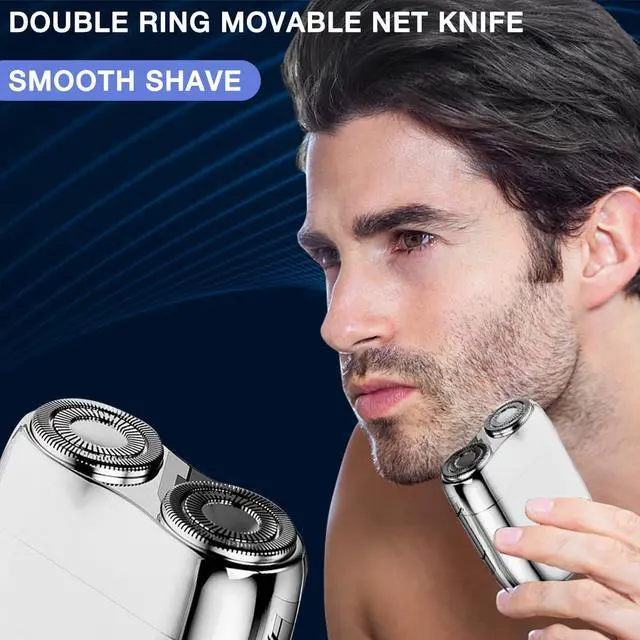Alt view image 2 of 4 - New Model Mini Dual-Head Electric Shaver, Dual Head Shaver, 2025 New Upgrade Pocket Shaver Mini Shavers for Men, Washable Double Head Razor (Silver)