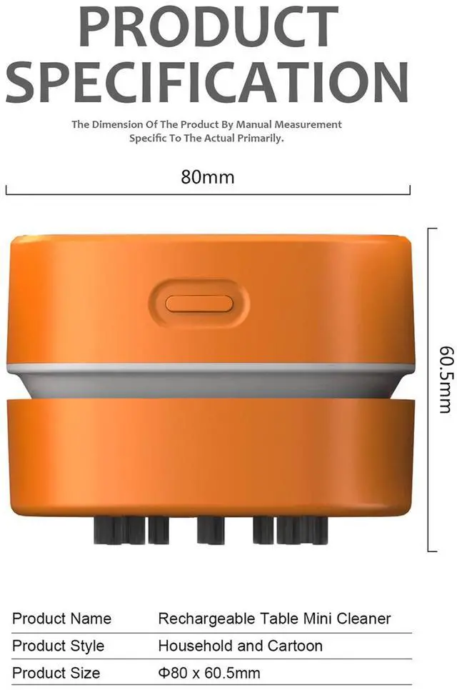 Alt view image 2 of 6 - Mini Desktop Vacuum Cleaner for Table Dust (Orange AA Charging)
