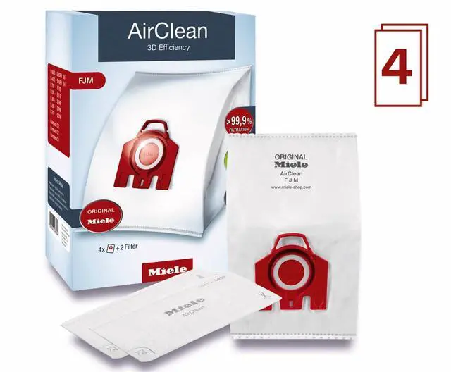 Alt view image 2 of 6 - Genuine FJM HyClean Air Vacuum Cleaner Bags for Miele Complete C1, Compact C1, Compact C2, S6 & S4 Vacuum Cleaners, Pack of 4 Vacuum Bags and 2 Filters