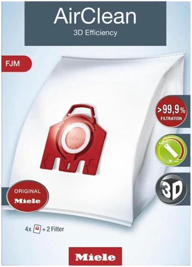Main image of Genuine FJM HyClean Air Vacuum Cleaner Bags for Miele Complete C1, Compact C1, Compact C2, S6 & S4 Vacuum Cleaners, Pack of 4 Vacuum Bags and 2 Filters