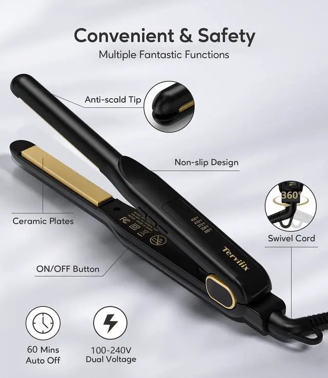 Alt view image 6 of 6 - 1/2 Flat Iron for Short Hair, 2-in-1 Straightener and Curler