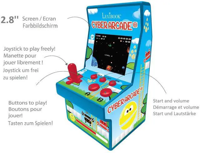 Alt view image 4 of 4 - Cyber Arcade Portable Retro Game Console, 200 Games, 2.8 LCD Colour Screen, Compact, Battery Operated, Blue/Green, JL2940