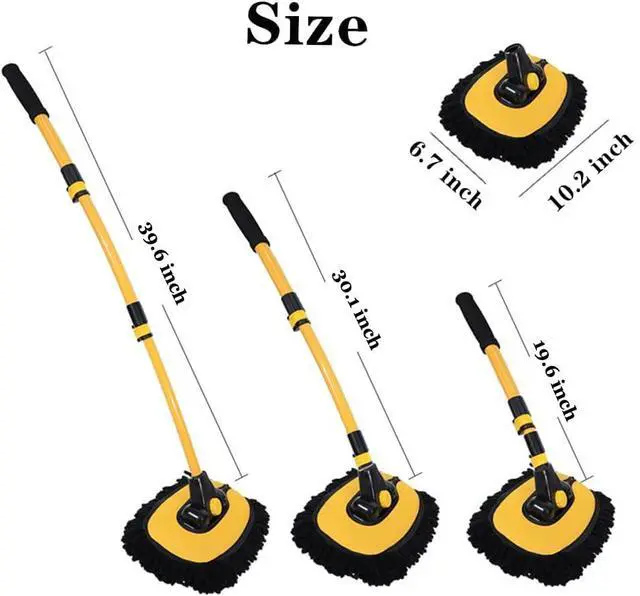 Alt view image 4 of 6 - Car Wash Brush with Long Handle, Microfiber Towels Car Wash Kit Cleaning Supplies, Car Wash Mop Mitt with 2 Replacement Head , Extension Pole Car Brush Cleaning Kit for Cars Trucks