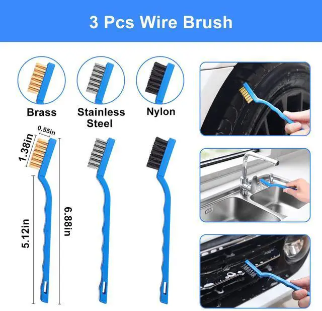 Alt view image 6 of 6 - 62'' Car Wash Brush Kit - Mitt, Mop, Sponge & Long Handle, Scratch-Free Chenille Replacement Head, Wheel Tire Brush, Car Detailing Kit for Cars, RV, Truck