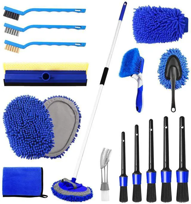 Main image of 62'' Car Wash Brush Kit - Mitt, Mop, Sponge & Long Handle, Scratch-Free Chenille Replacement Head, Wheel Tire Brush, Car Detailing Kit for Cars, RV, Truck