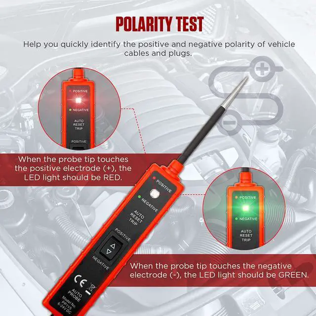 Alt view image 3 of 7 - Power Circuit Probe Tester 6V-24V DC Test Light, Automotive Circuit Tester Car Short Finder, Component Activation, Polarity Identify, Overload Protection