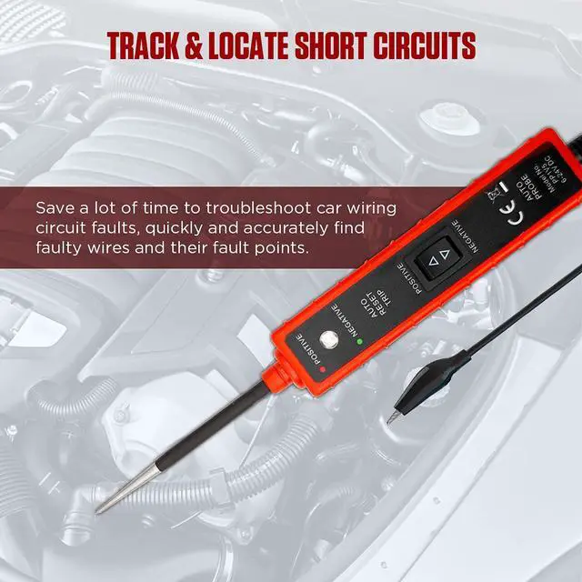 Alt view image 7 of 7 - Power Circuit Probe Tester 6V-24V DC Test Light, Automotive Circuit Tester Car Short Finder, Component Activation, Polarity Identify, Overload Protection