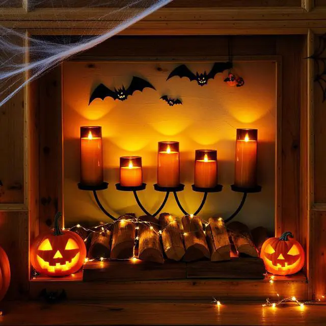 Alt view image 2 of 7 - Gray Flickering Flameless Candles, Battery Operated Acrylic LED Pillar Candles with Remote Control and Timer, Halloween Decor, Set of 5