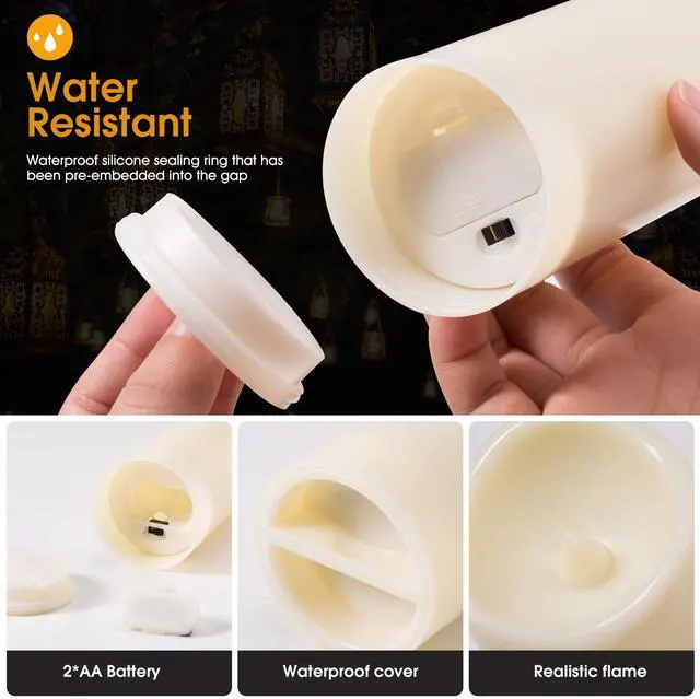 Alt view image 3 of 7 - 24-Pack LED Flameless Candles with Remote Control -Flickering Electric Candles- Timer Candles -3D Flame, for Halloween Christmas Parties,Wedding,Home,Gift and Special Occasions(Three Sizes)