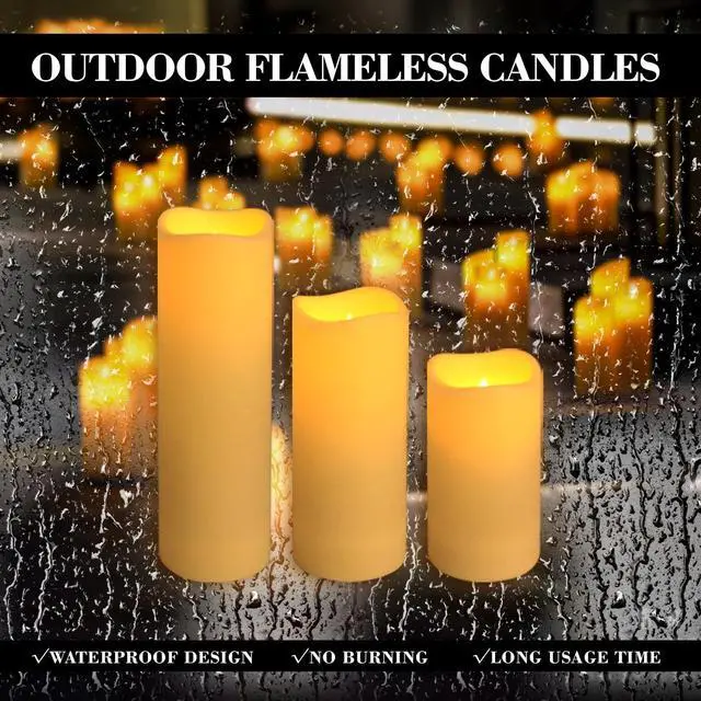 Alt view image 6 of 7 - 24-Pack LED Flameless Candles with Remote Control -Flickering Electric Candles- Timer Candles -3D Flame, for Halloween Christmas Parties,Wedding,Home,Gift and Special Occasions(Three Sizes)