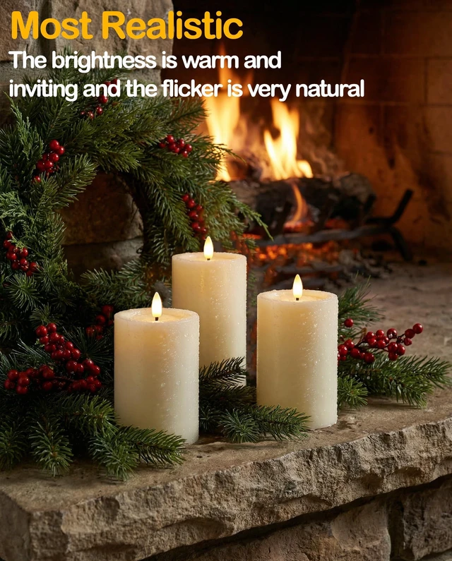 Alt view image 7 of 7 - 3"x6" Outdoor Waterproof Flameless Candles with Remote Timers Battery 2 Pack Battery Operated Candles, LED Candles, Electric Fake Pillar Candles for Patio, Porch, and Lanterns Decor (Plastic)