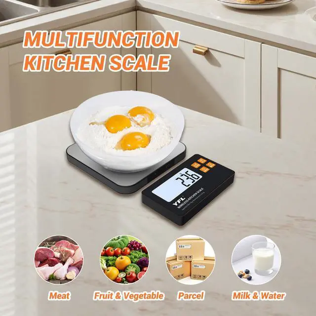 Alt view image 4 of 7 - Wireless Kitchen Scale with Detachable Remote Display, 33lb High Precision Digital Scale 1g/0.1oz, Tare Function 7 Units Food Scale for Cooking, Baking, Meal Prep & Dieting