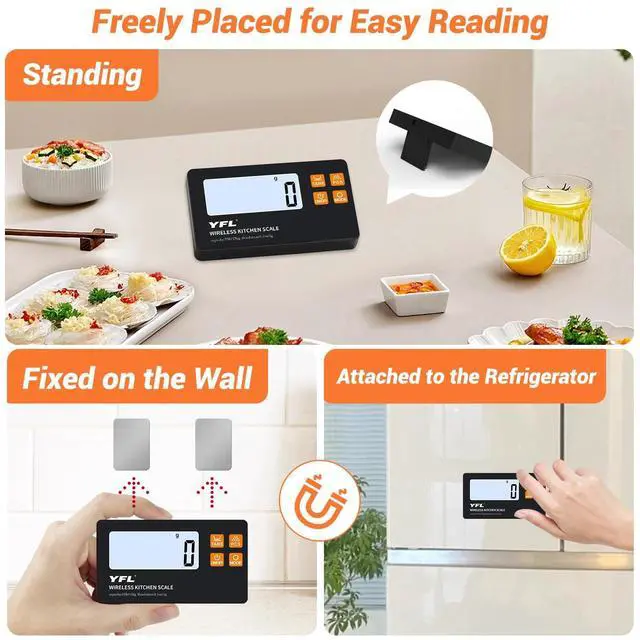 Alt view image 7 of 7 - Wireless Kitchen Scale with Detachable Remote Display, 33lb High Precision Digital Scale 1g/0.1oz, Tare Function 7 Units Food Scale for Cooking, Baking, Meal Prep & Dieting