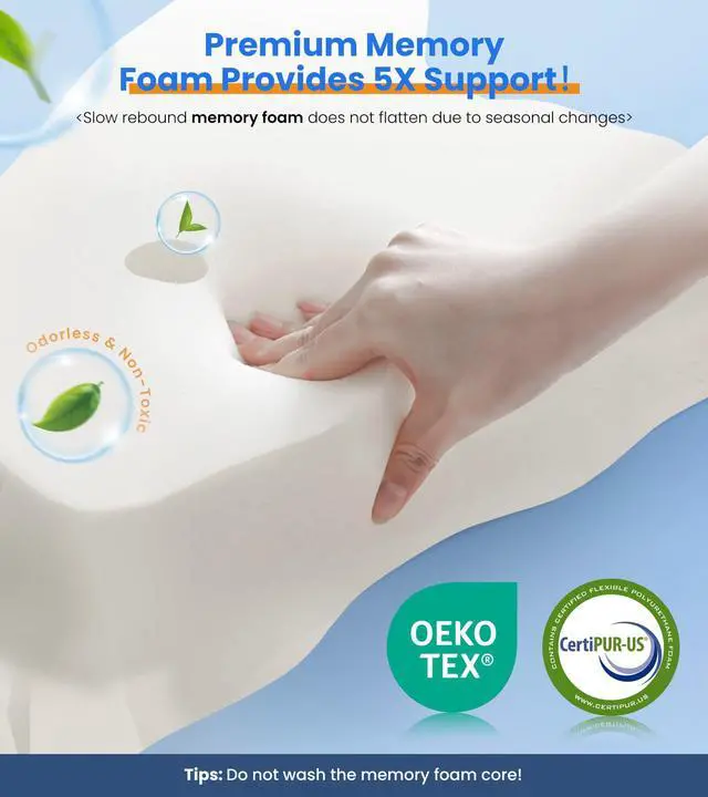 Alt view image 6 of 7 - Ultra Pain Relief Cooling Pillow for Neck Support, Adjustable Cervical Pillow Cozy Sleeping, Odorless Ergonomic Contour Memory Foam Pillows, Orthopedic Bed Pillow for Side Back Stomach Sleeper