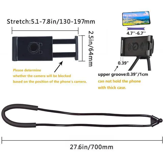 Alt view image 2 of 7 - Lazy Cell Phone Holder, Universal Cell Phone Holder for Smart Mobile Phone,Hanging on Neck Cell Phone Mount Holder ,Hands-Free Mobile Phone Holder on Bed/Tableb, 27.6'' Length for 4.7''-6.7'' Size