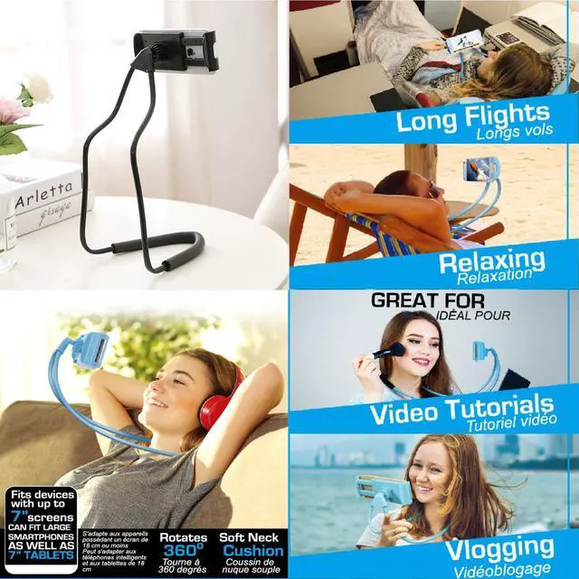 Alt view image 7 of 7 - Lazy Cell Phone Holder, Universal Cell Phone Holder for Smart Mobile Phone,Hanging on Neck Cell Phone Mount Holder ,Hands-Free Mobile Phone Holder on Bed/Tableb, 27.6'' Length for 4.7''-6.7'' Size