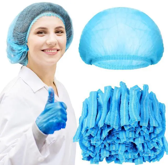 Main image of 500 Pcs Disposable Bouffant Caps Bulk Disposable Cap for Hair Elastic Dust Hairnets for Food Service, Nurses, Labs(Blue,21 Inch)