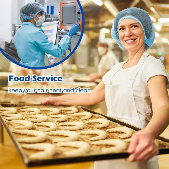 Alt view image 7 of 7 - 500 Pcs Disposable Bouffant Caps Bulk Disposable Cap for Hair Elastic Dust Hairnets for Food Service, Nurses, Labs(Blue,21 Inch)