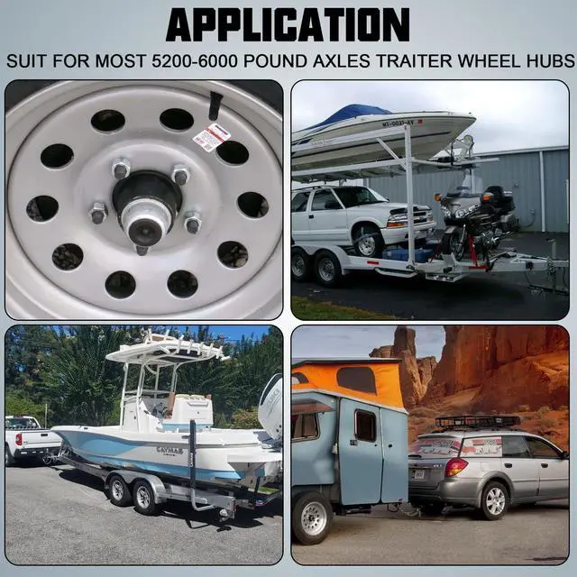 Alt view image 7 of 7 - 2PCS 2.44" Trailer Axle Wheel Hub Dust Cap Trailer Bearing Dust Cap with 4 Rubber Plugs -Wheel Center Caps Grease Covers for Trailers, Fits Most 5200 to 6000 Pound Ib Dexter EZ Lube Trailer