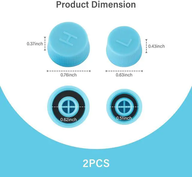 Alt view image 2 of 7 - 2PCS Car Air Conditioner Dust Valve Caps,Blue Car AC Low Pressure Port Caps and High Pressure AC Caps for R134a AC System,Car Air Conditioner Accessories for Cars Trucks SUVs (2PCS)