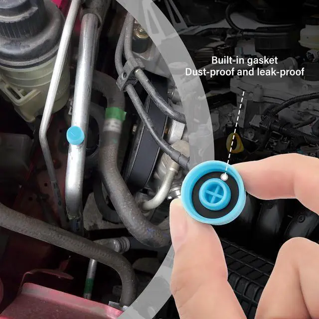 Alt view image 4 of 7 - 2PCS Car Air Conditioner Dust Valve Caps,Blue Car AC Low Pressure Port Caps and High Pressure AC Caps for R134a AC System,Car Air Conditioner Accessories for Cars Trucks SUVs (2PCS)