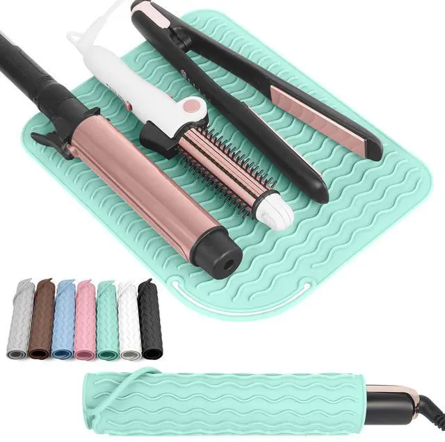 Main image of Larger Size Silicone Heat Resistant Mat for Curling Irons, Flat Irons, Hair Straightener and Other Hair Styling Tools, Portable Hot Tools Pad Cover for Travel Vanity Salon(12.0" x 9.0")
