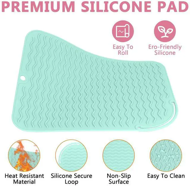 Alt view image 4 of 7 - Larger Size Silicone Heat Resistant Mat for Curling Irons, Flat Irons, Hair Straightener and Other Hair Styling Tools, Portable Hot Tools Pad Cover for Travel Vanity Salon(12.0" x 9.0")