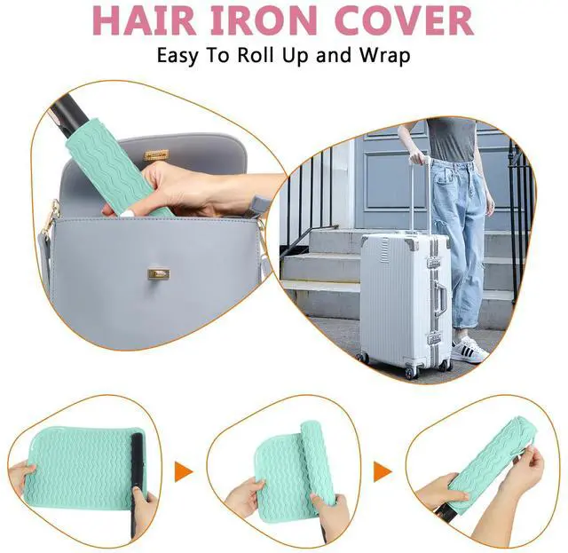 Alt view image 6 of 7 - Larger Size Silicone Heat Resistant Mat for Curling Irons, Flat Irons, Hair Straightener and Other Hair Styling Tools, Portable Hot Tools Pad Cover for Travel Vanity Salon(12.0" x 9.0")