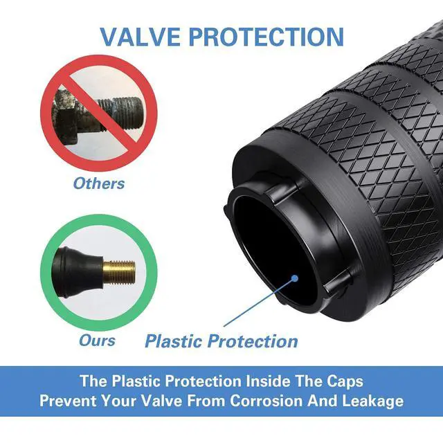 Alt view image 3 of 6 - Tire Valve Stem Caps, Black, 4 pcs/Pack, Anodized Aluminum Tire Valve Cap Set, Corrosion Resistant, Universal Stem Covers for Cars Trucks Motorcycles SUVs and Bikes