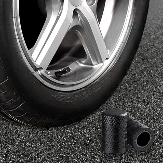 Alt view image 6 of 6 - Tire Valve Stem Caps, Black, 4 pcs/Pack, Anodized Aluminum Tire Valve Cap Set, Corrosion Resistant, Universal Stem Covers for Cars Trucks Motorcycles SUVs and Bikes