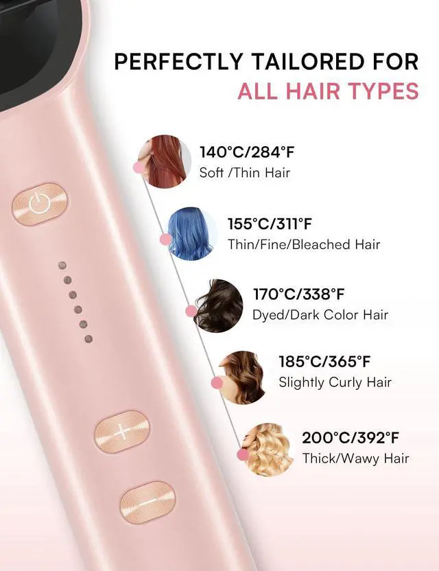 Alt view image 6 of 6 - Hair Straightener Brush, Luxing PuraLux Straightener Comb, Fast Heating Hair Straightening Comb, 5 Temp Settings & Anti-Scald with Ceramic Coating, Professional Styling Tools (Pink)