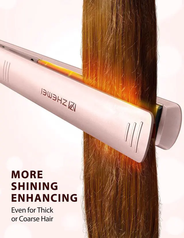 Alt view image 6 of 7 - Hair Straightener, 1 Inch Flat Iron Hair Straightener with LED Display, Professional PTC Ceramic Negative Ion Hair Iron Dual Voltage for Women Hair, Heats up to 446°F, 6 Temps (Rosegold)