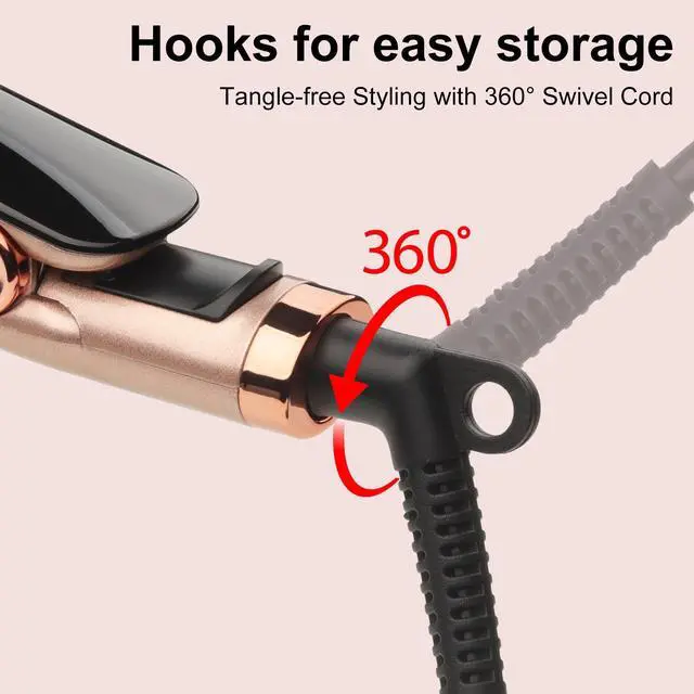 Alt view image 7 of 7 - Flat Iron Hair Straightener with Floating Plates Get Shinier & Smoother Hair, 14 Adjustable Temp, Dual Voltage Digital Display 200-460