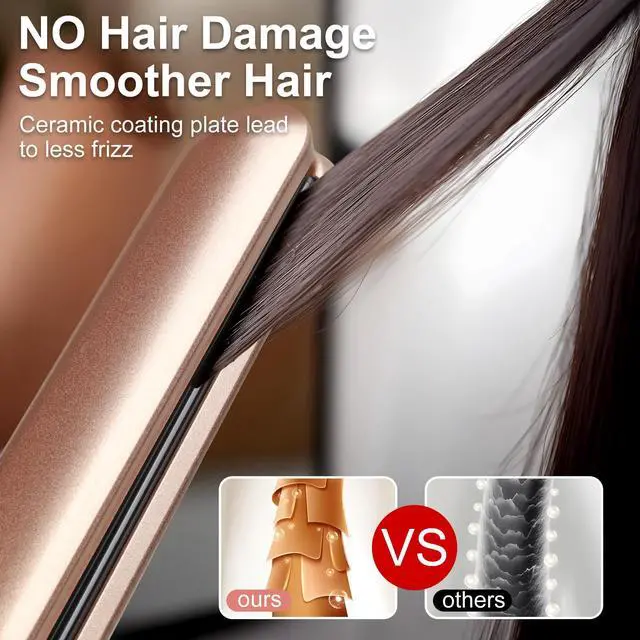 Alt view image 3 of 7 - Flat Iron Hair Straightener with Floating Plates Get Shinier & Smoother Hair, 14 Adjustable Temp, Dual Voltage Digital Display 200-460