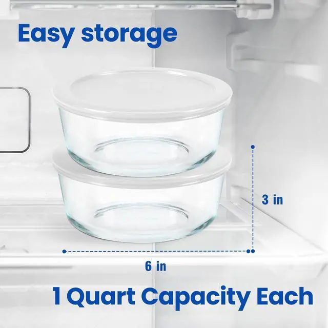 Alt view image 4 of 7 - Yogurt Containers 2 Pack, Make More Yogurt with 1-Quart Glass Containers (4 Cup), 100% BPA Free, Durable & Oven Safe Round Bowl Set with Lids, Perfect for Food Storage & Meal Prep