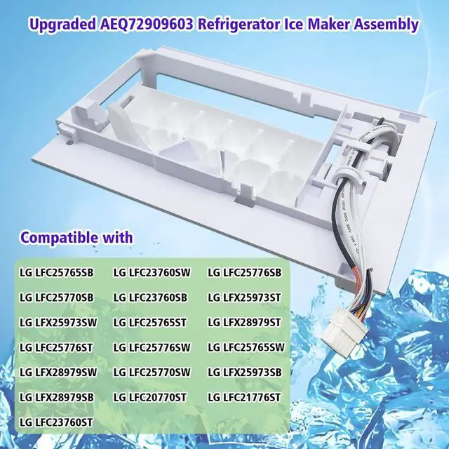 Alt view image 2 of 7 - Upgraded Refrigerator Ice Maker Assembly AEQ72909603 AEQ72909602 Compatible with LG Refrigerators,AEQ72909603 Refrigerator Ice Maker Replacement for AEQ72909601 Craft Ice Refrigerator