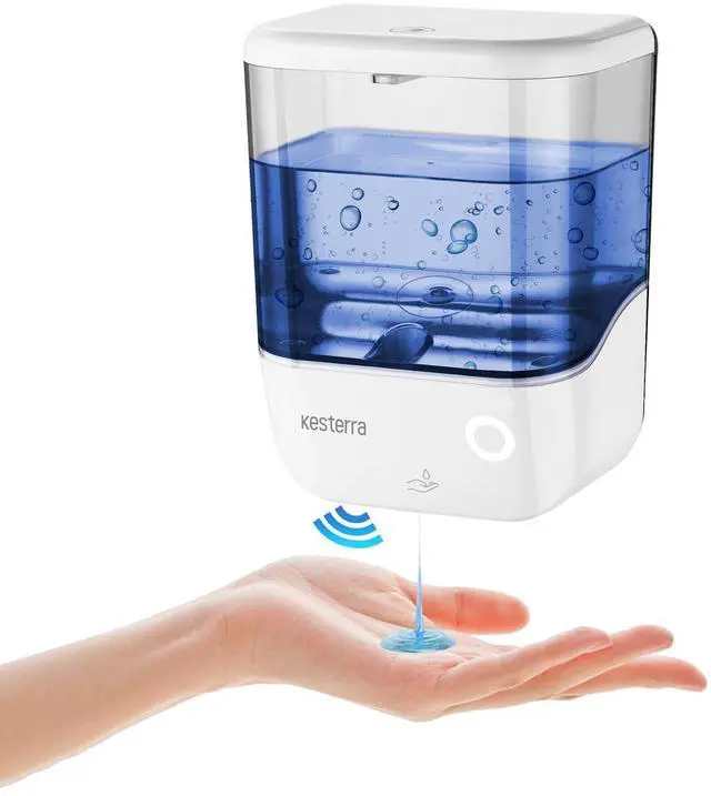 Main image of Automatic Soap Dispenser Wall Mount, Touchless Soap Dispenser 1000ml/34oz Battery Operated Hand Free Hand Sanitizer Dispenser for Bathroom Kitchen Hotel Offices Plastic, No Drill, White