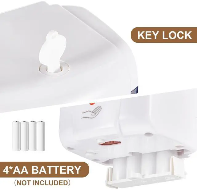 Alt view image 3 of 7 - 2 Pcs Automatic Soap Dispenser Sensor Hand Sanitizer Dispenser Battery Powered for Office Kitchen Hotel(23.7 Oz/ 700 ml,White)