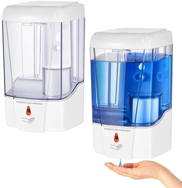 Main image of 2 Pcs Automatic Soap Dispenser Sensor Hand Sanitizer Dispenser Battery Powered for Office Kitchen Hotel(23.7 Oz/ 700 ml,White)