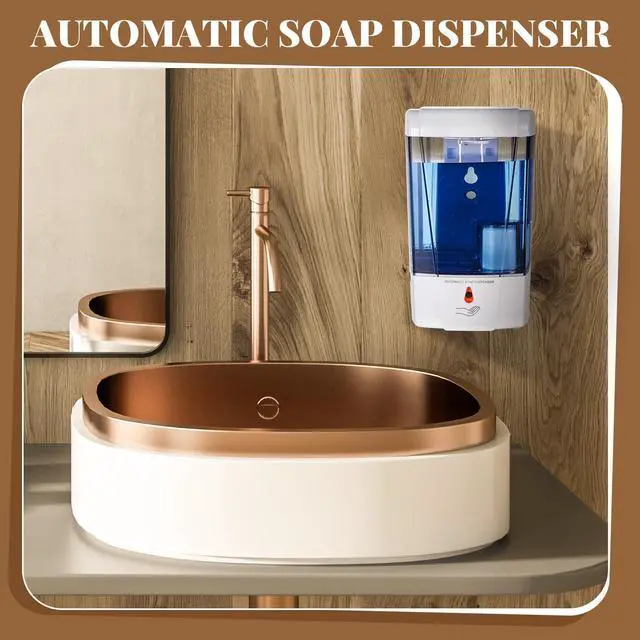Alt view image 6 of 7 - 2 Pcs Automatic Soap Dispenser Sensor Hand Sanitizer Dispenser Battery Powered for Office Kitchen Hotel(23.7 Oz/ 700 ml,White)
