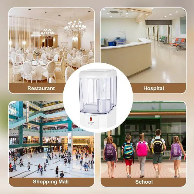 Alt view image 7 of 7 - 2 Pcs Automatic Soap Dispenser Sensor Hand Sanitizer Dispenser Battery Powered for Office Kitchen Hotel(23.7 Oz/ 700 ml,White)