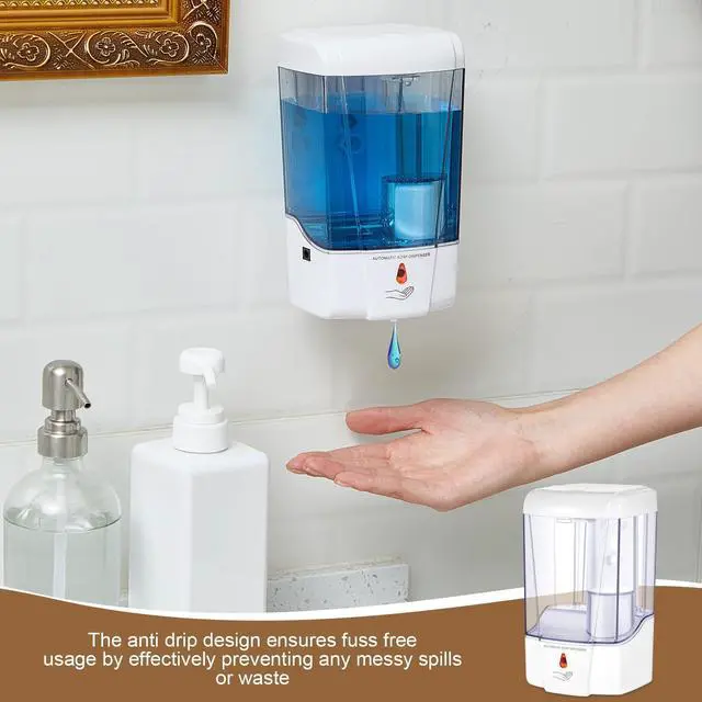 Alt view image 5 of 7 - 2 Pcs Automatic Soap Dispenser Sensor Hand Sanitizer Dispenser Battery Powered for Office Kitchen Hotel(23.7 Oz/ 700 ml,White)