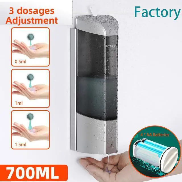 Alt view image 2 of 7 - 24oz Wall Mount Automatic Soap Dispenser, Touchless Sensor Liquid & Gel Hand Sanitizer Dispenser Battery Operated for Home Kitchen Bathroom Office Hotel Restaurant Commercial Use