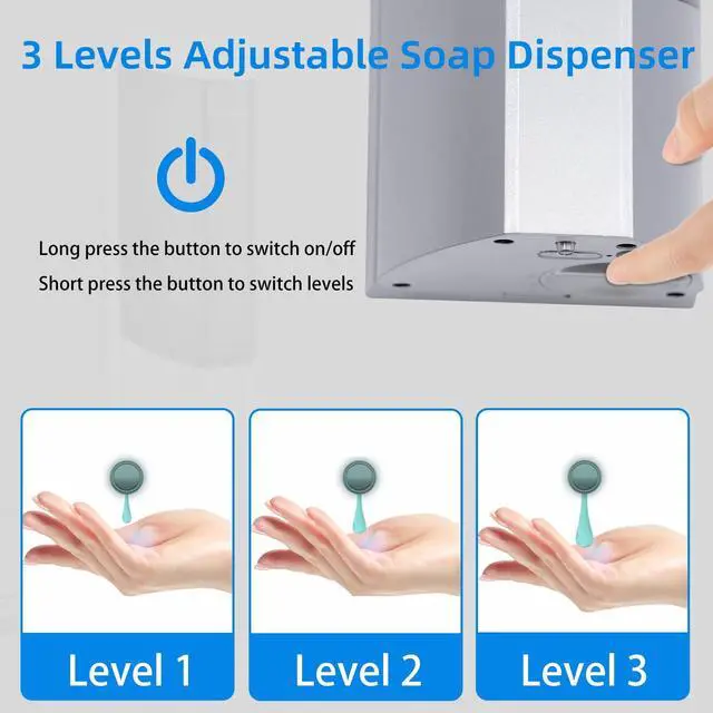 Alt view image 4 of 7 - 24oz Wall Mount Automatic Soap Dispenser, Touchless Sensor Liquid & Gel Hand Sanitizer Dispenser Battery Operated for Home Kitchen Bathroom Office Hotel Restaurant Commercial Use