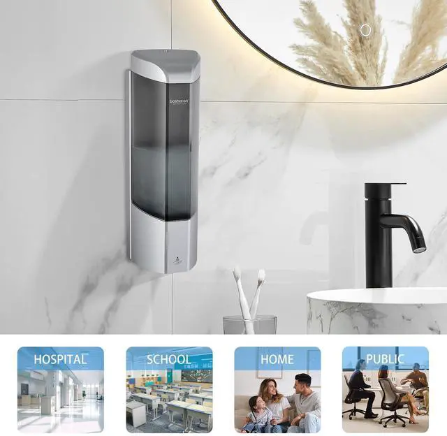 Alt view image 7 of 7 - 24oz Wall Mount Automatic Soap Dispenser, Touchless Sensor Liquid & Gel Hand Sanitizer Dispenser Battery Operated for Home Kitchen Bathroom Office Hotel Restaurant Commercial Use
